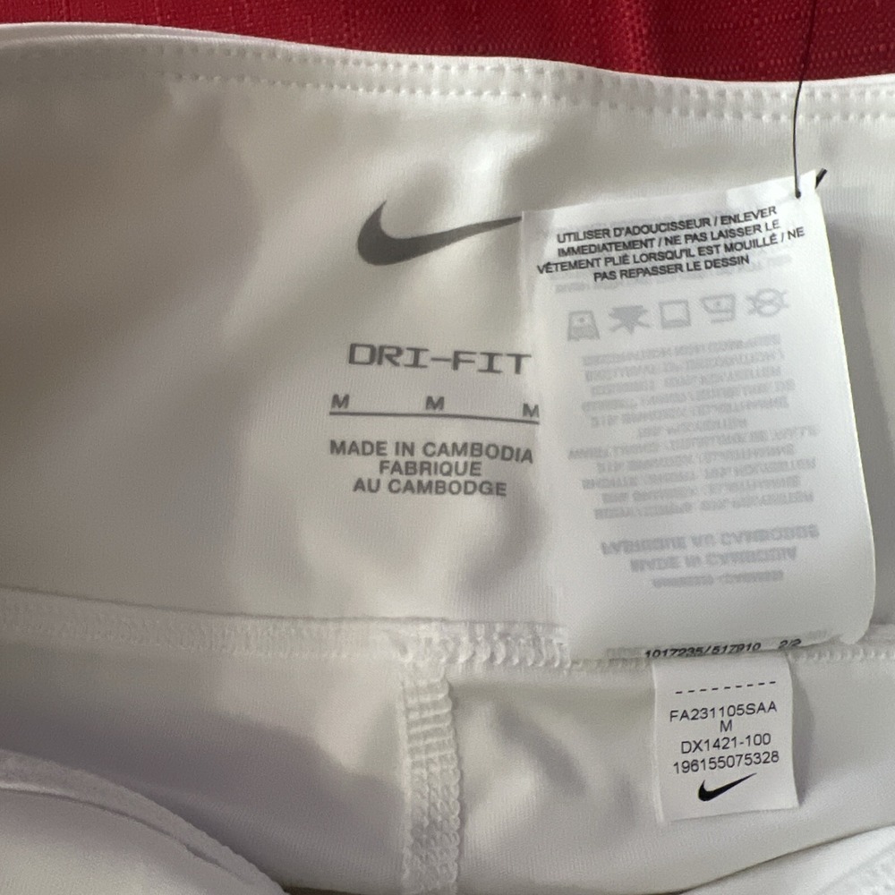 Nike Dri-FIT Advantage Women's Medium Short Tennis Skirt White Black - Picture 2 of 8